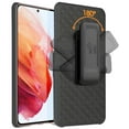 thumbnail image 2 of Case with Clip for Samsung Galaxy S22 Plus 5G, Nakedcellphone Slim Hard Shell Phone Cover with Kickstand and [Rotating/Ratchet] Belt Hip Holster Combination - Black Tread, 2 of 7