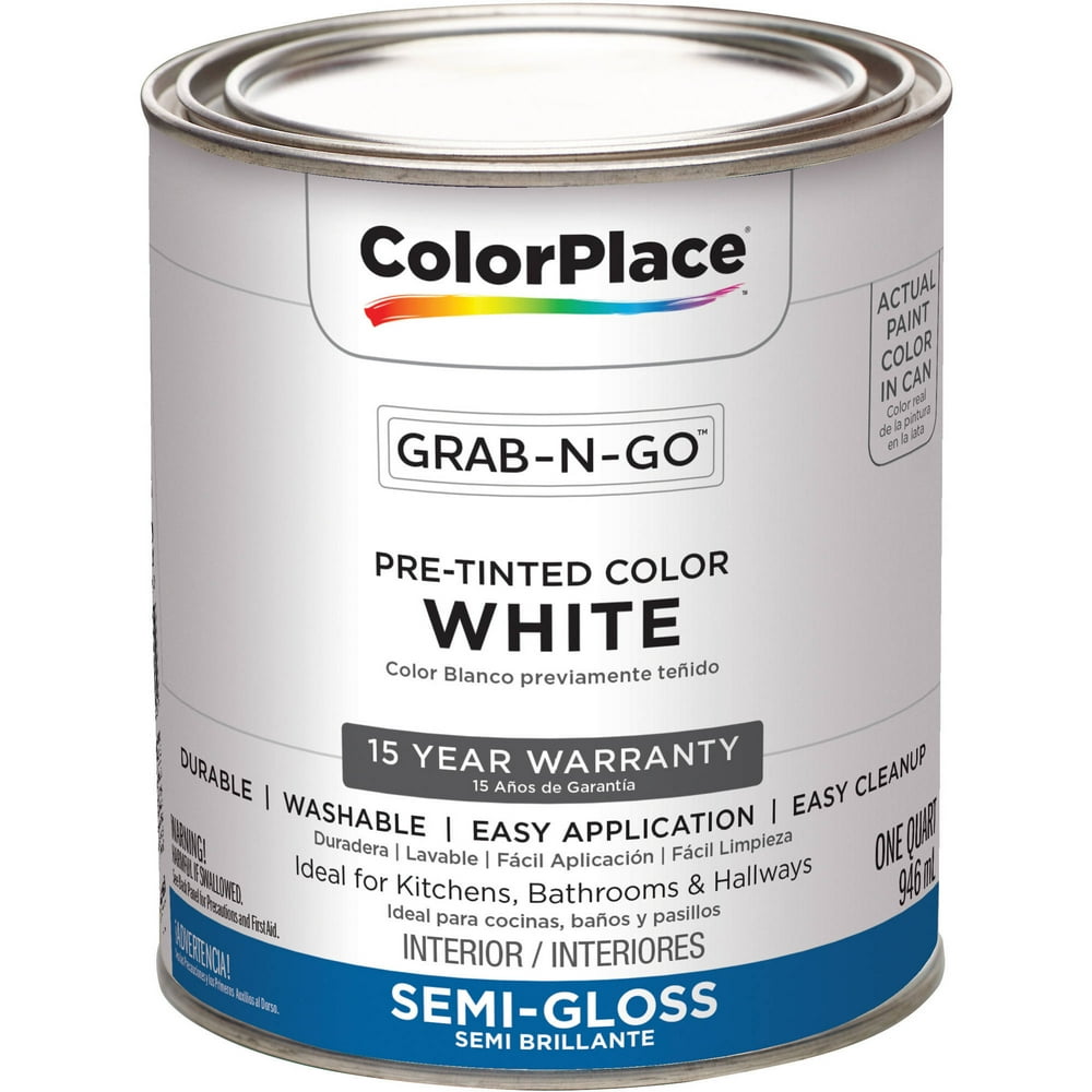 ColorPlace Ready to Use, Interior Paint, White, 1 Quart, SemiGloss