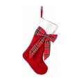 thumbnail image 2 of Tuvgenk Christmas Stockings Velvet Stockings Red Quilted with Plaid Bow White Cuff 18.11 inch Large Hanging Sock for Family Fireplace Xmas Tree Decor, 2 of 9