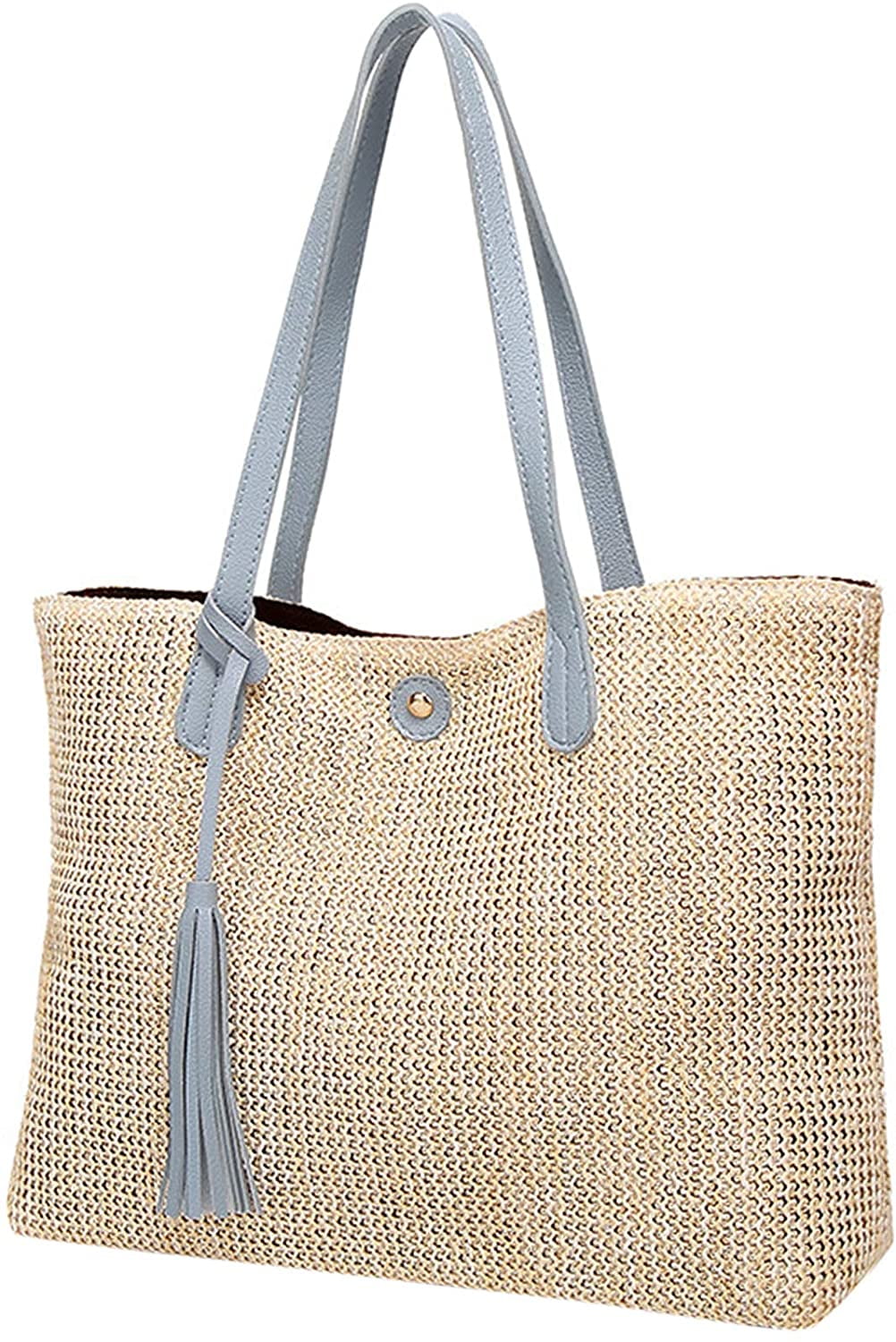 YOUI-GIFTS Straw Handbags Women's Summer Beach Straw Bucket Tote Bag ...