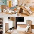 thumbnail image 4 of BTideas Cat Scratcher Cardboard for Indoor, 27.5'' L Shape Wall Cat Scratching Pads with Ball(Brown), 4 of 7