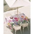 thumbnail image 3 of 60x120 Inch Outdoor Tablecloth with Umbrella Hole Zipper Rectangle Tulips Spring Floral Rectangular Tablecloths Outside Waterproof Pink Plaid Flowers Butterfly Pastoral Patio Table Cover for Picnic, 3 of 8