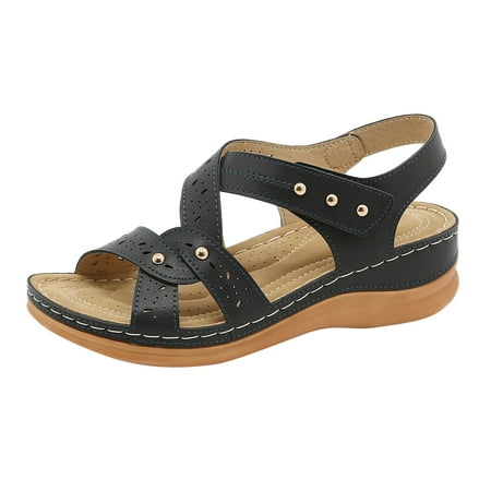 

Youmylove Women Sandals Fashion Elegant Solid Color Roman Sandals Comfortable Wedge Soft Sole Non-Slip Lightweight Shoes Summer Comfy Daily Simple Walking Footwears