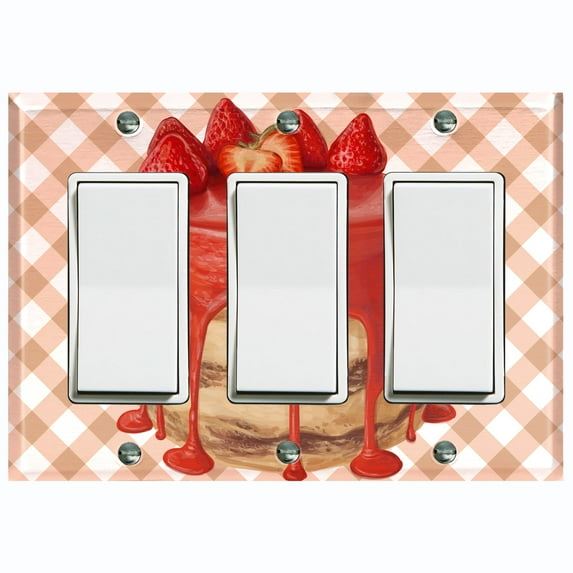 Metal Light Switch Plate Cover Elegant Strawberry Cake Dessert CAK006