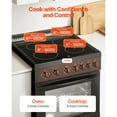 thumbnail image 3 of KFFKFF 24-inch Electric Range Oven, 2.7 Cu. Ft. Compact Freestanding Design, Stainless Steel Finish, Features 4 Burners, Adjustable Racks, Storage Drawer, Black (No power cord), 3 of 9