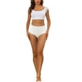 thumbnail image 2 of NOMADIC NOOK Women's High Waist Underwear Tummy Control Lace Trim Ribbed Panties 2 Packs, 2 of 4