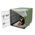 thumbnail image 2 of Palm Leaf Dog Crate Cover, Jungle Rainforest Pattern Hand Drawn Green Foliage, Easy to Use Pet Kennel Cover for Medium Large Dogs, 35" x 23" x 27", Green Apple Green, by Ambesonne, 2 of 6