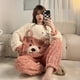 thumbnail image 1 of Conjuntos de Pijamas gruesos de invierno para mujer, ropa de dormir suave y cálida para niñas coreanas, Pijamas bonitos de oso de dibujos animados, pantalones de manga larga, 1 of 4
