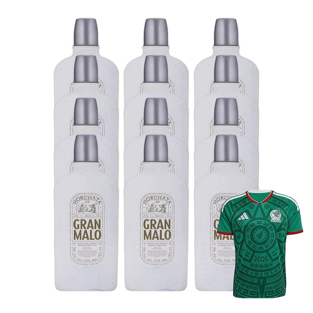 12 Licor con Tequila Gran Malo Horchata 750 ml + Jersey Verde
