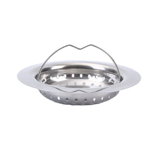 Colador de fregadero de cocina con asa, colador de fregadero de acero inoxidable con asa, rejilla para bandeja de cocina, diámetro de 110 mm, fácil de limpiar