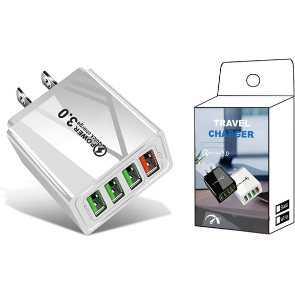 GJX Charger,Pro Phone Charger,4-Port Chargers,Multi-Protection System,Travel Fast Charging,For All Phones (White)