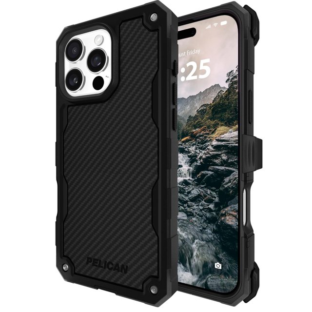 Funda Pelican Shield para iPhone 16 Pro compatible con MagSafe proteccion militar 21 pies con clip