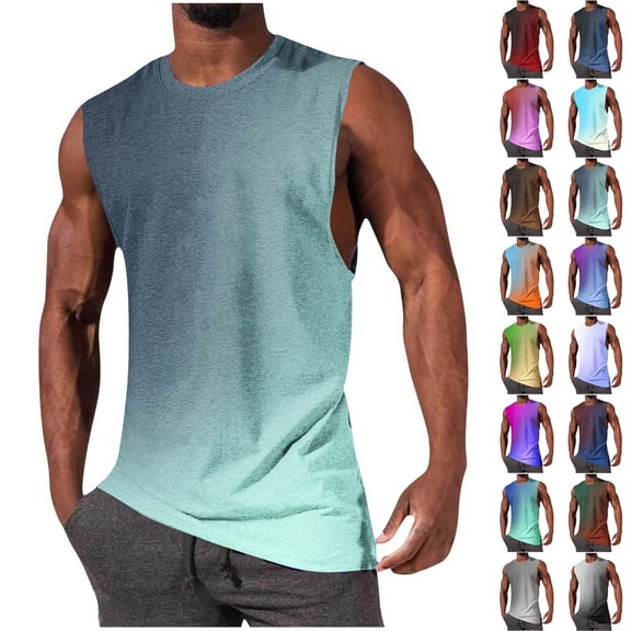 Mens Vests Tops Sleeveless Tshirt Men Tank Top Summer Round Neck Hawaiian Printed Beach Vest for Holiday Gym Hot Pink M