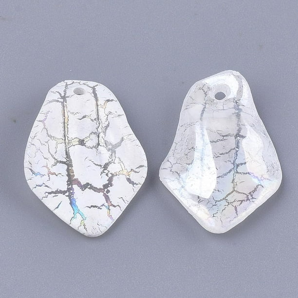 20 colgantes de pétalos de acrílico blanco cremoso y color AB, accesorios de joyería para collares, pulseras, bisutería, manualidades, 25 x 17 x 4 mm.