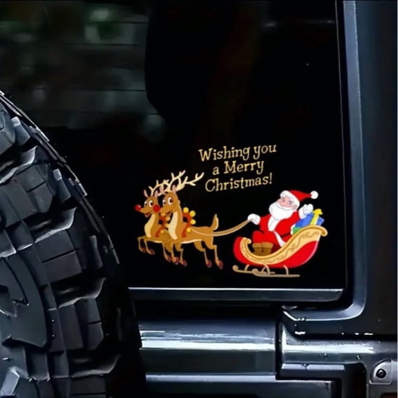 Christmas Vinyl Decal, Merry Christmas Removable Waterproof Sticker for Car Window Home Decor