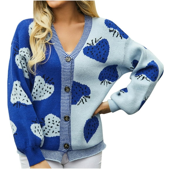 Tbopshirt Womens Sweaters,Fall Knitted Sweaters for Women,Floral Cropped Cardigan Long Sleeve Open Front Print Knit Sweaters Casual Outerwear
