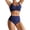 Dark Blue #056, variant on Women's High Waisted Bikini Sets Push Up Twist Front Spaghetti Straps Ruched Two Piece Swimsuit Bathing Suit Blue L