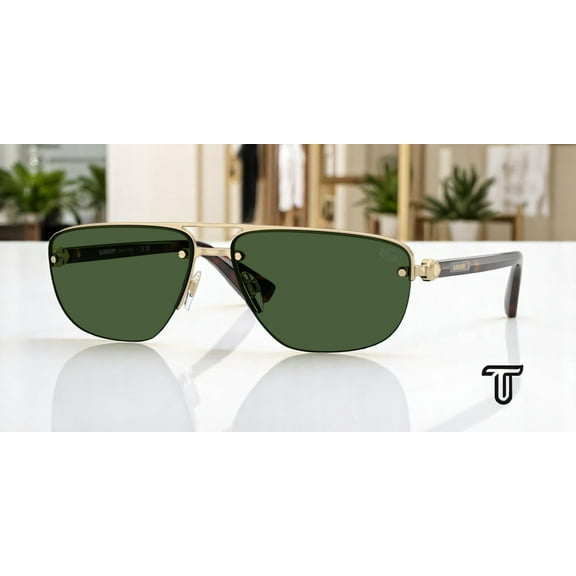BURBERRY BE3164 110971 Light Gold Dark Green 62 mm Men's Sunglasses