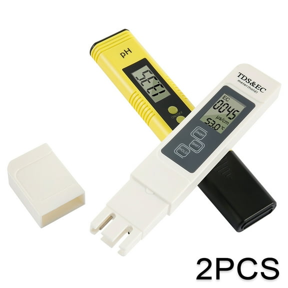 Lzvxtym 2Pcs Multifunctional PH Meter TDS EC LCD Water Purity PPM Filter Hydroponic Pool Tester Tool