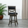 thumbnail image 4 of 360° Swivel Bar Chair with Solid Wood Frame and Wood legs, 24" Counter Height X-Back Swivel Chair with Leather Upholstered Seat, Weight Capacity 300 LBS, Easy Assembly, Weathered Gray+Black Leather, 4 of 7