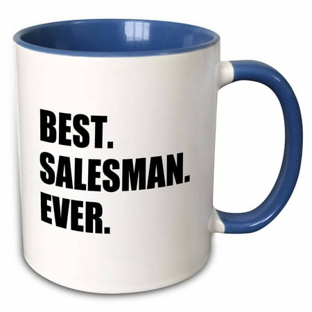 3dRose Best Salesman Ever, fun gift for great salesmen, job appreciation - Two Tone Blue Mug, (Best Gifts For Salesmen)