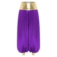 thumbnail image 3 of YiZYiF Women‘s Belly Dance Harem Pants Loose Lantern Trouser Halloween Arabian Princess Cosplay Costume Purple XXL, 3 of 5