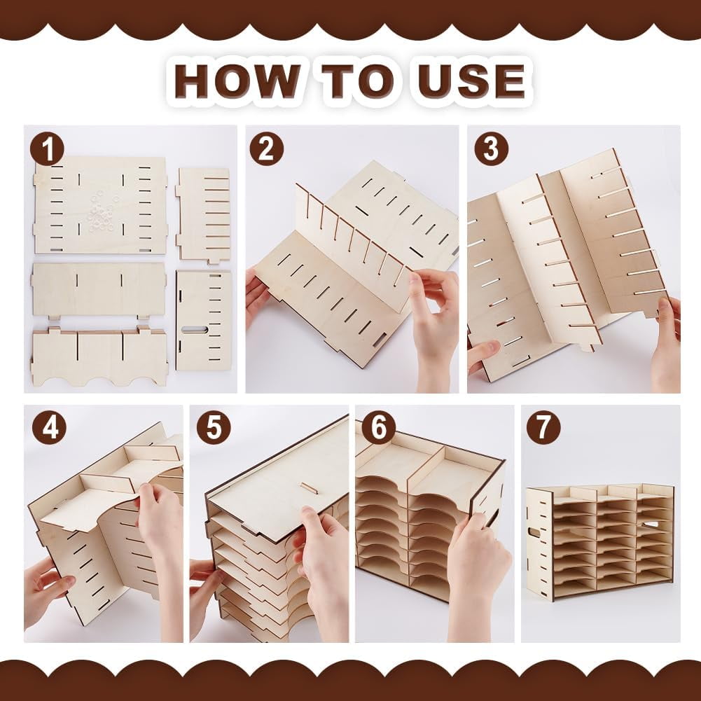 1Set Wooden Rhinestone Trays Storage Box for DIY Diamond Painting Tools Holder Rectangle Floral White Fihished Product: 295x212x122mm