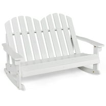Costway 2 Person Kid Adirondack Rocking Chair Outdoor Backrest Armrest Solid Wood White