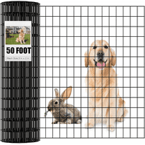 Welded Wire Fence 36 Inch x 50 Foot,  Black PVC Coated Wire Mesh Garden Border Fencing Roll Vinyl Coating Metal Wire Mesh for Yard Vegetable Plant Protection Poultry Netting(16Ga, 2in X 3in）