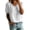 White, variant on Women's Eyelet Short Sleeve Shirts Summer Breathable V-Neck Plain Blouse Loose Fit Casual Boho Beach Cruise Tops Blue