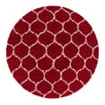 thumbnail image 3 of Unique Loom Trellis Shag Collection Area Rug - Ruby (6' Round Burgundy Red/Ivory), 3 of 11