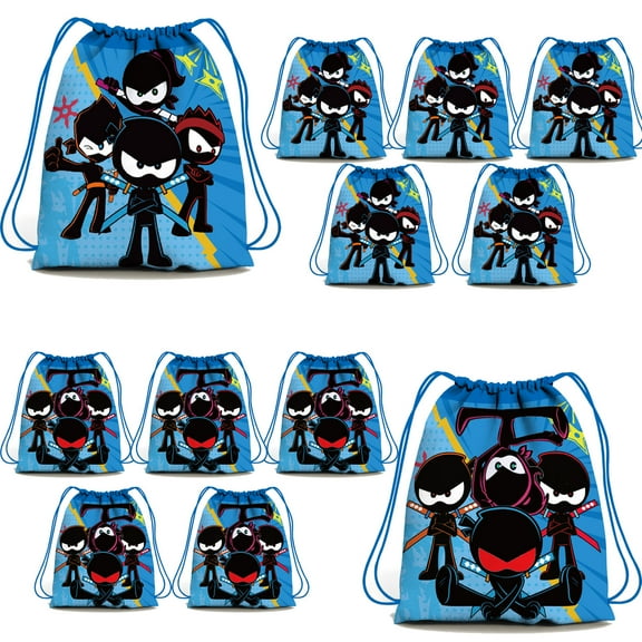 12pcs Ninja Karate Party Drawstring Bag Reusable Ninja Karate Non-Woven Gift Backpacks Ninja Karate Cartoon Goodie Favor Bags for Ninja Theme Birthday Party Decorations Supplies