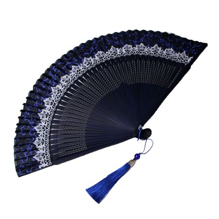

MWstore Folding Fan Color Changing with Tassel Pendant Chinese Japanese Style Multipurpose Art Craft Stage Performance Decoration Faux Si