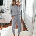 thumbnail image 3 of Outfmvch Workout Sets Two Piece Sets for Women Joggers for Women Long Sleeve Crewneck Tops Long Pants Tracksuit Sweatsuits Lounge Sets for Women Workout Sets for Women Z Grey 3XL, 3 of 7