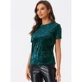 thumbnail image 2 of Disfraz de navidad Camiseta Terciopelo Sólida Casual De Manga Corta Con Cuello Redondo Para Mujer Azul Verde XS, 2 of 5