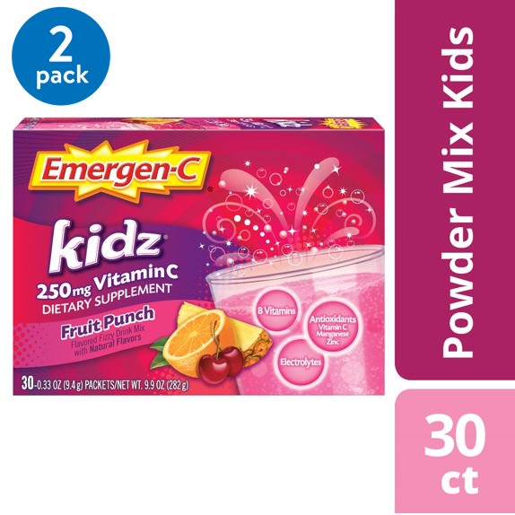 (2 pack) EmergenC Kidz Vitamin C Drink Mix, Fruit Punch