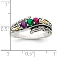 thumbnail image 4 of 14K/Silver Two-Tone Sterling Silver & 14K Three-Stone And Diamond Mother's Ring Semi-Mount (Size 8) Made In Thailand qmr36/3-8, 4 of 5