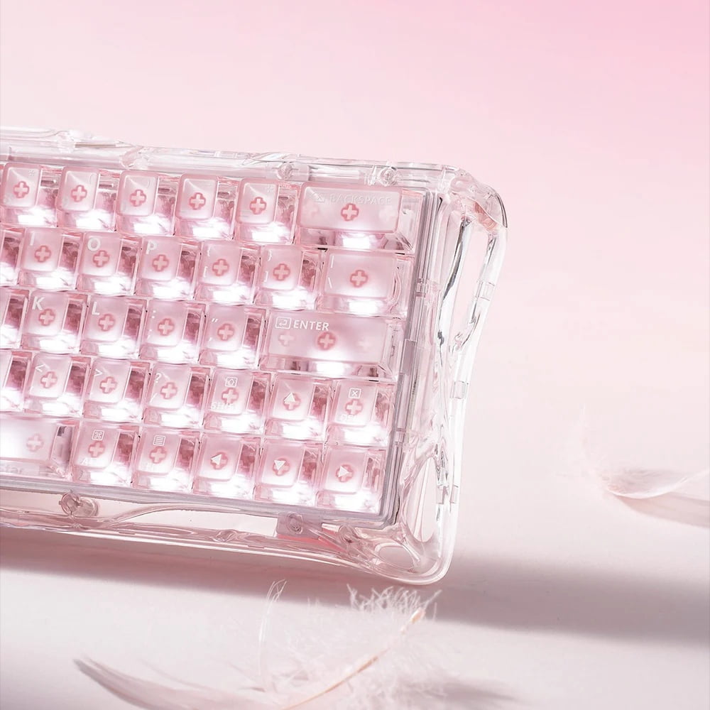 GravaStar Mercury V60 Crystal Rose 60% Gaming Keyboard - Magnetic Hall Effect Switches, 8K Polling, Rapid Trigger, Adjustable Actuation - Crystal Rose