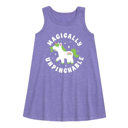 

Instant Message - St. Patrick s Day - Magically Unpinchable - Unicorn - Toddler and Youth Girls A-line Dress