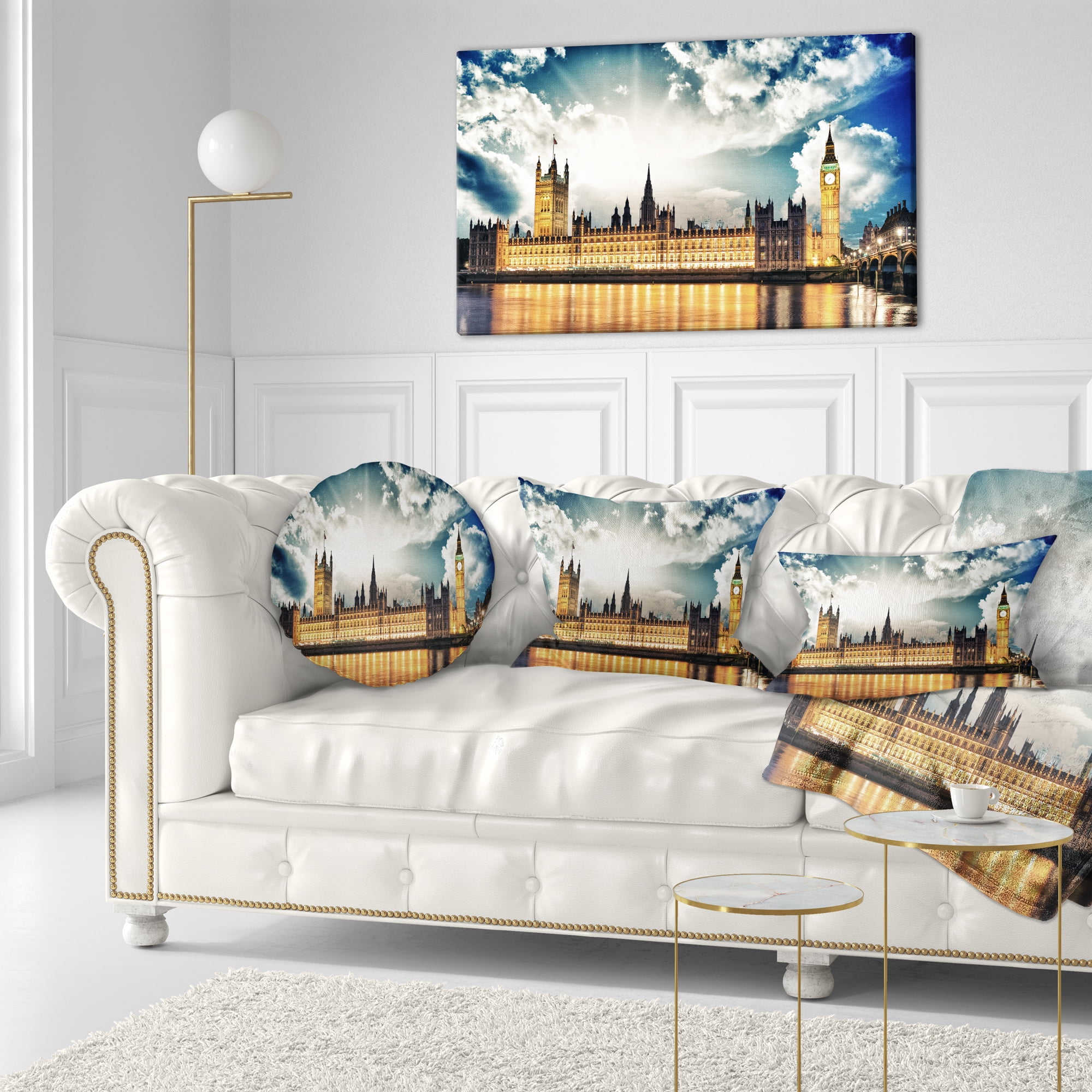 Designart Big Ben UK and House of Parliament - Throw Pillow - 12x20