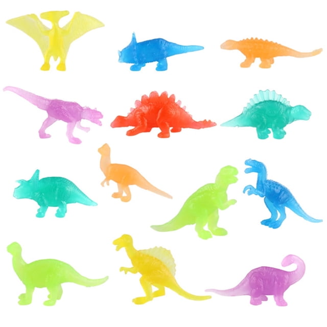 YOPTOP 36 Piece Glow in Dark Mini Dinosaur Toy Set, Plastic Realistic Dino Figure, Kid Birthday Party Favors Supplies Goody Bag Valentines Day Gift Pinata Stuffers Easter Eggs Easter Basket Filler