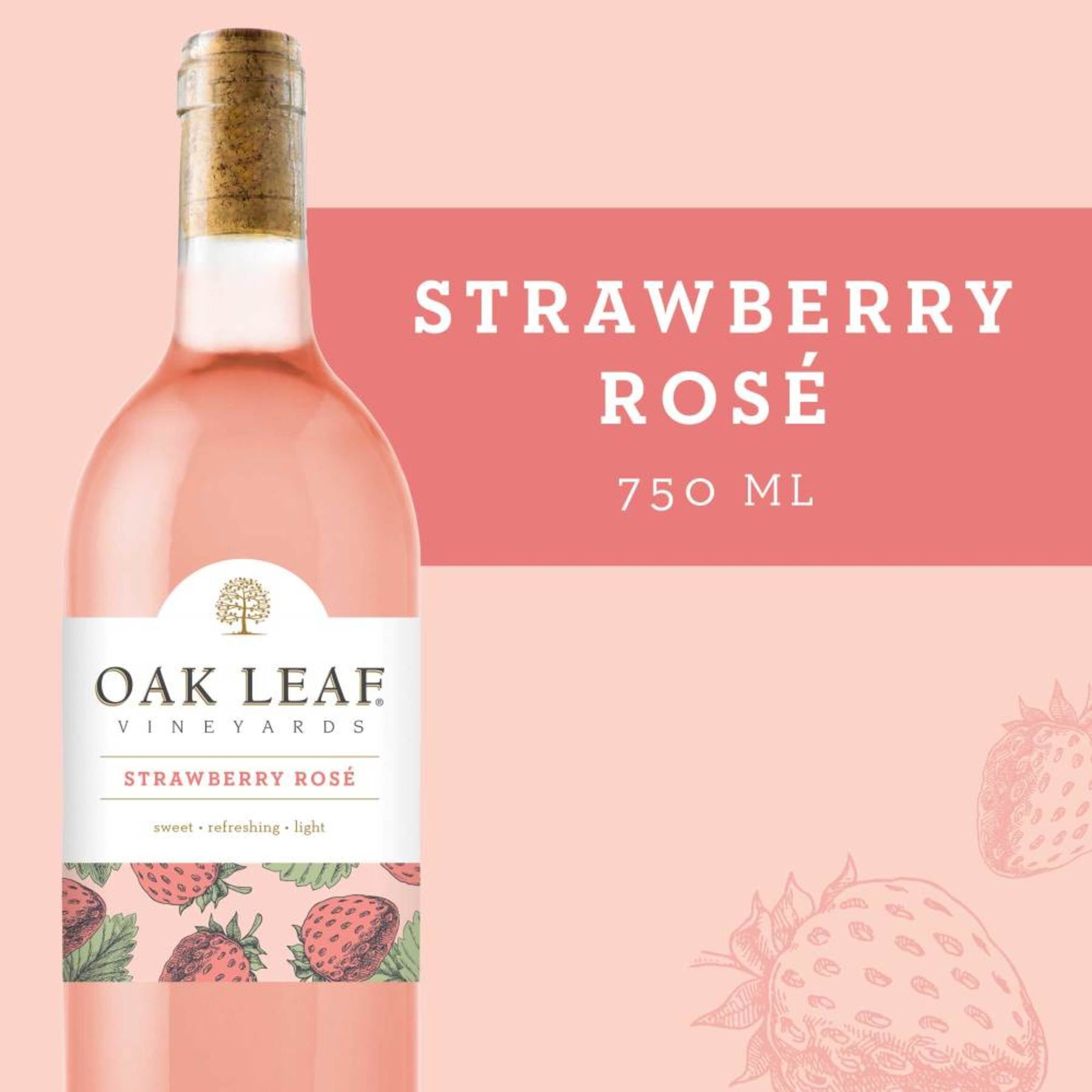 Oak Leaf Vineyards Sweets Strawberry Rose California Flavored Wine, 750 ml Bottle, 8.5% ABV