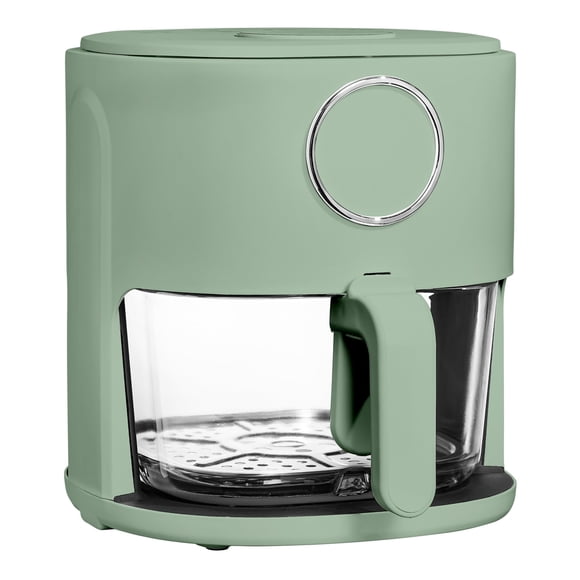 COCINA CON COLOR Freidora de aire colorida de 1200 W y 4 cuartos de galón: canasta de vidrio, apta para lavavajillas, temporizador de 60 minutos, 6 ajustes preestablecidos, control de temperatura 175