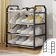 thumbnail image 1 of Organizador de zapatos de 4 niveles, carrito con ruedas de metal, base de madera, diseño plegable, ahorra espacio, para dormitorio, alta capacidad, estructura duradera, almacenamiento en la, 1 of 9