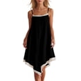 thumbnail image 2 of Yteetum Women's Summer Dreeses Sleeveless Square Neck Lace Trim Spaghetti Strap Camisole Mini Dress Casual Solid Loose Lightweight Comfy Travel Vacation Dresses, 2 of 7