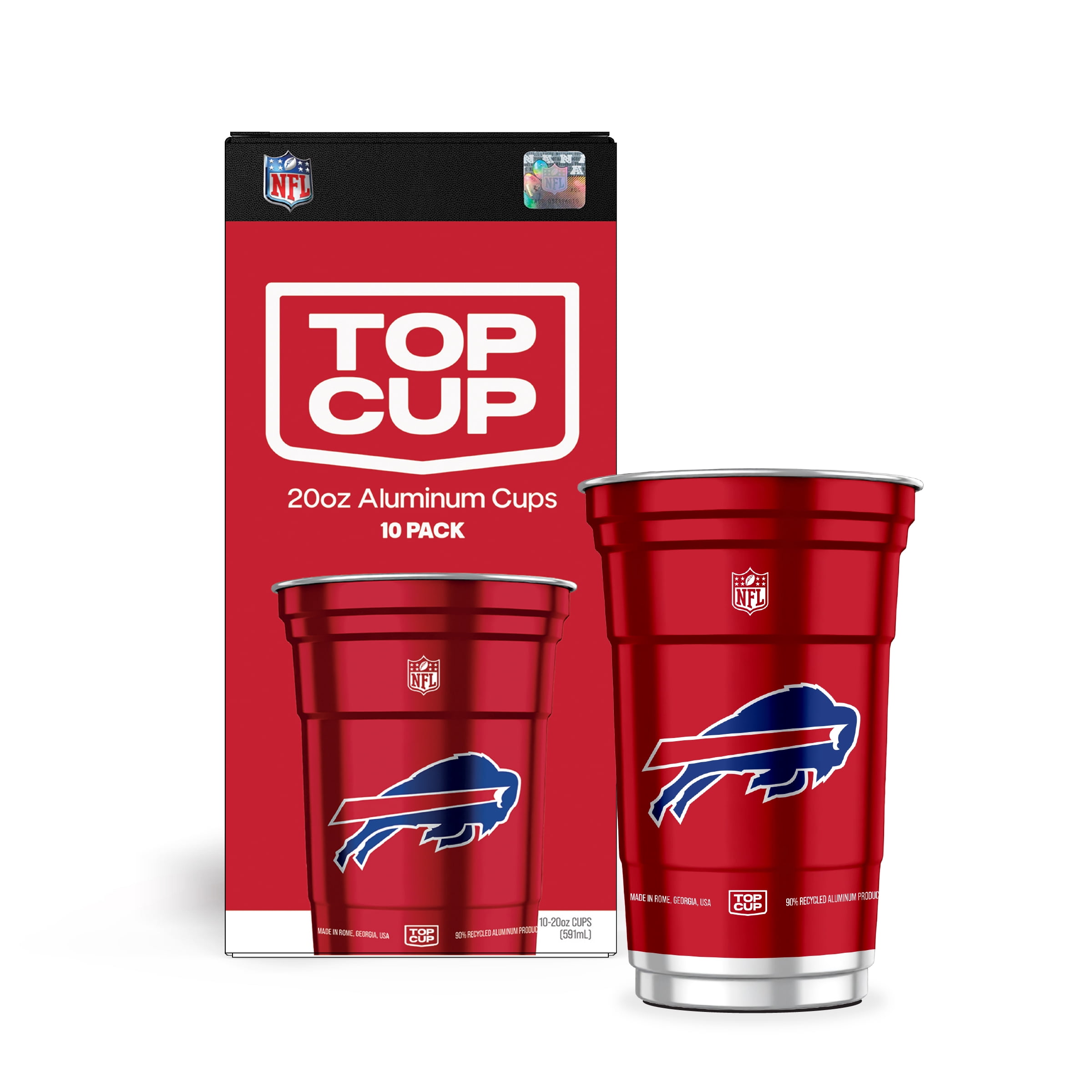 Top Cup NFL Buffalo Bills Aluminum Party Cups, 20oz, 10 count