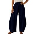 thumbnail image 5 of IYYVV Womens Balloon Pants Wide Leg Barrel Pants Baggy Trousers Elastic Waist Casual Lounge Travel Pants with Pockets Navy XL, 5 of 6