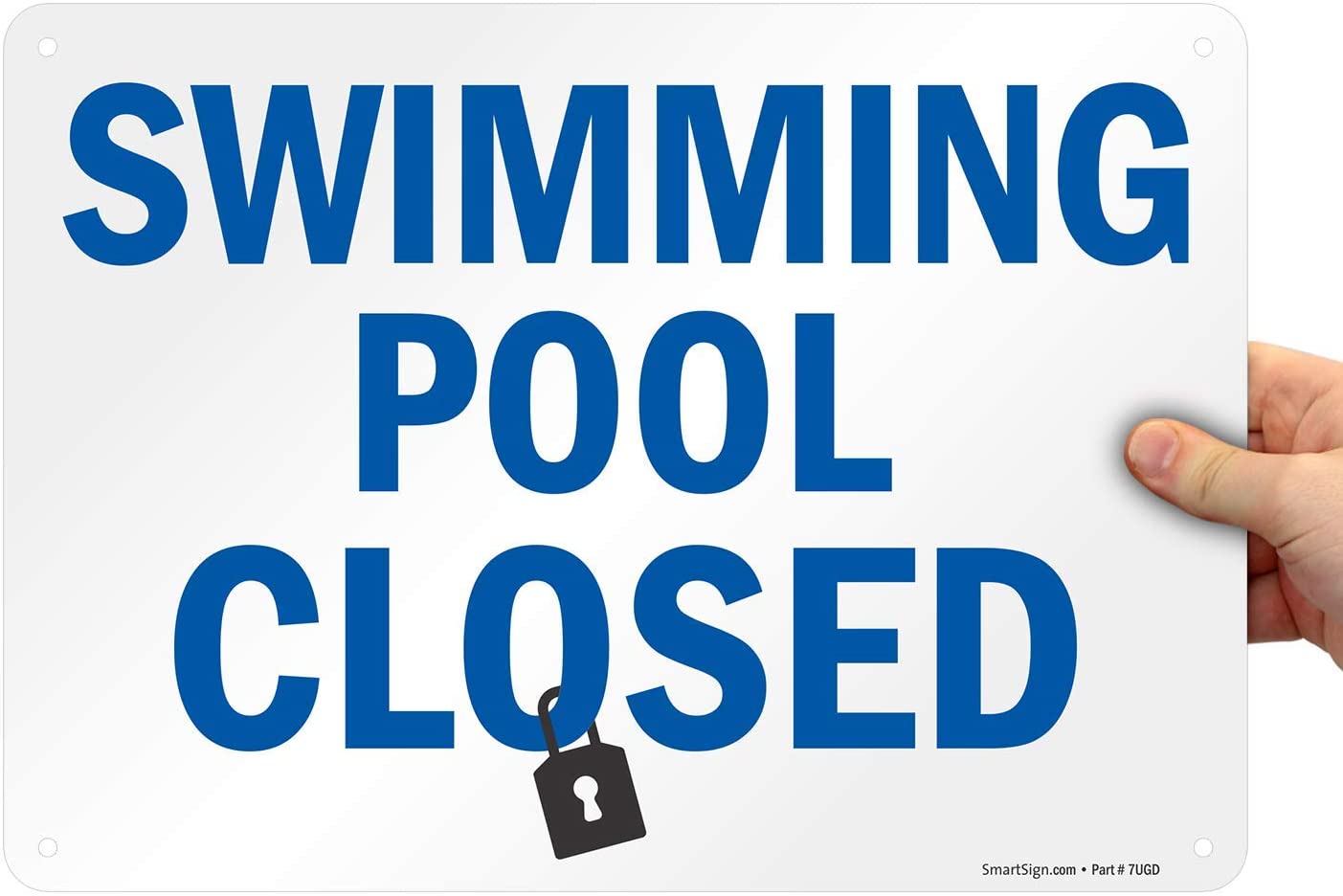 SmartSign 10 X 14 Inch “Swimming Pool Closed” Metal Sign With Pre ...