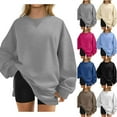 thumbnail image 2 of ZQGJB Oversized Baggy Sweatshirts for Women Loose Fit Casual Side Slit Long Sleeve Crewneck Basic Workout Pullover Tops Fashion Fall Outfit Y2K Teen Girls Clothes 2025 Hot Pink L, 2 of 6