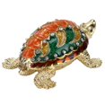 thumbnail image 3 of Caja De Baratija De Tortuga Marina, Aleación De Zinc Y Diamantes De Imitación Figura De Animal Decoración De Escritorio Figuras De Tortuga Verde Caja De Baratija Para Aretes ANGGREK No, 3 of 8